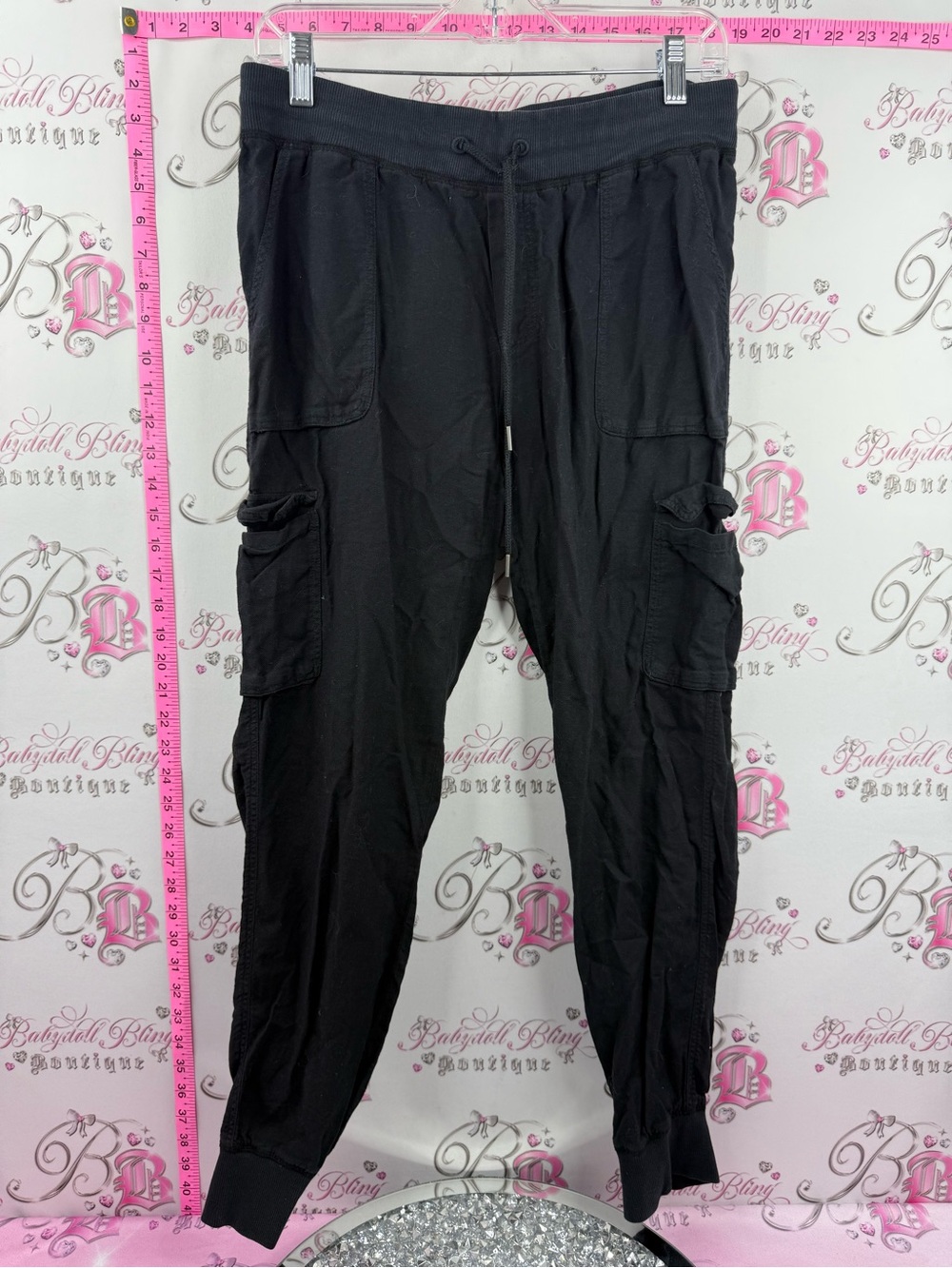 Community aritzia pants Women's Black Cargo Jogger Pants with Drawstring Waist